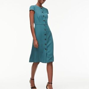 J.Crew Button-Front Cap Sleeve Midi Dress in Teal NWT